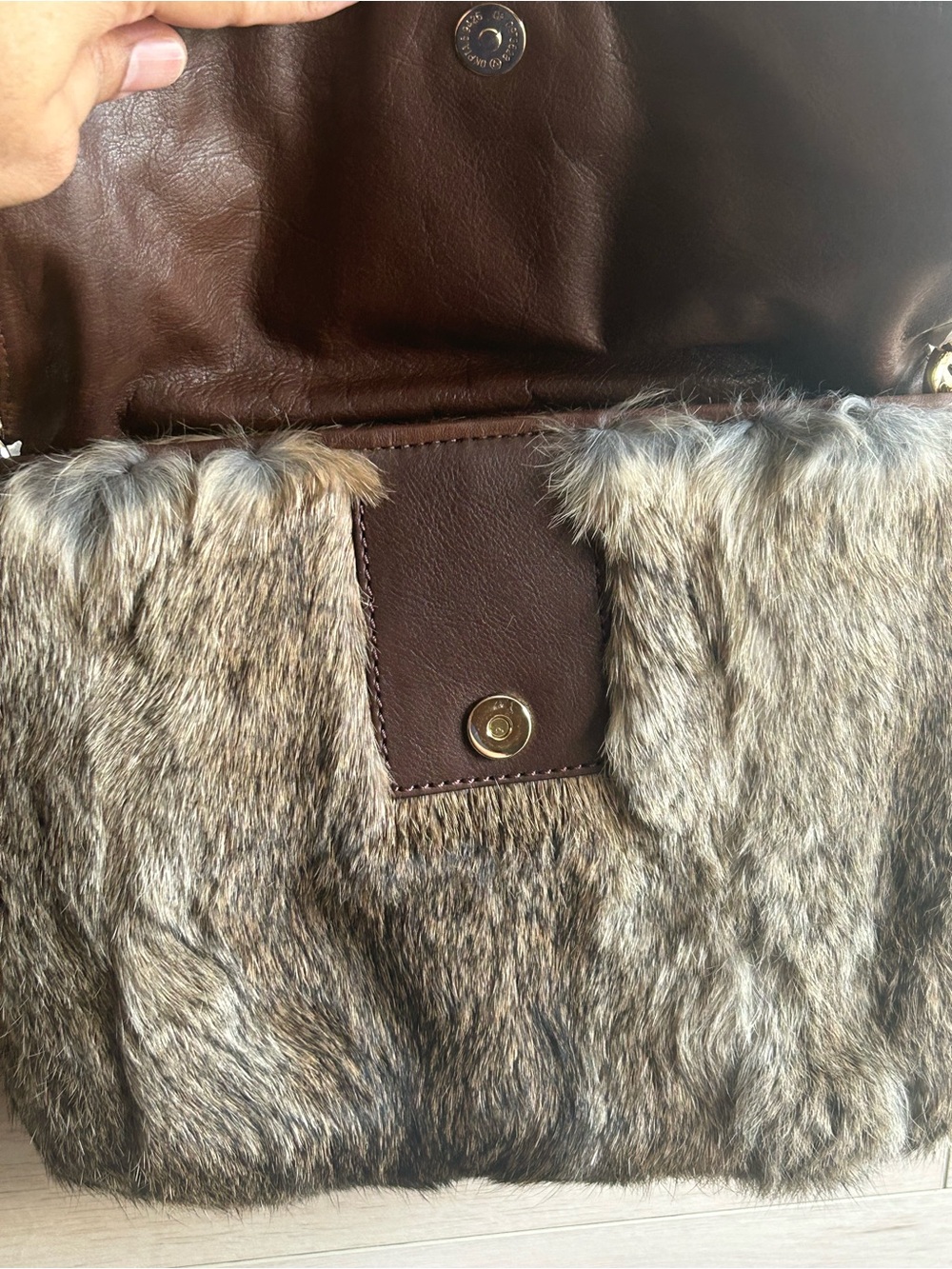 Michael Kors Sloan Rabbit Fur and Leather Shoulder Crossbody Bag NWT - Picture 4 of 14
